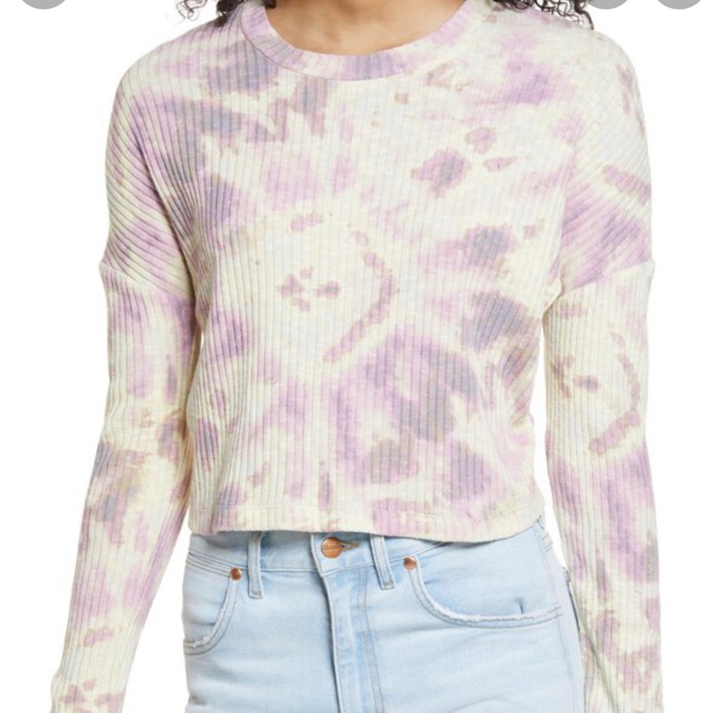 Women's Bp. Tie Dye Crop Rib T-Shirt SZ M